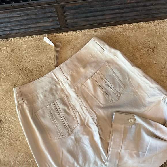 WHBM silky cargo pants with ribbon/satin trim NWOT - Picture 6 of 11